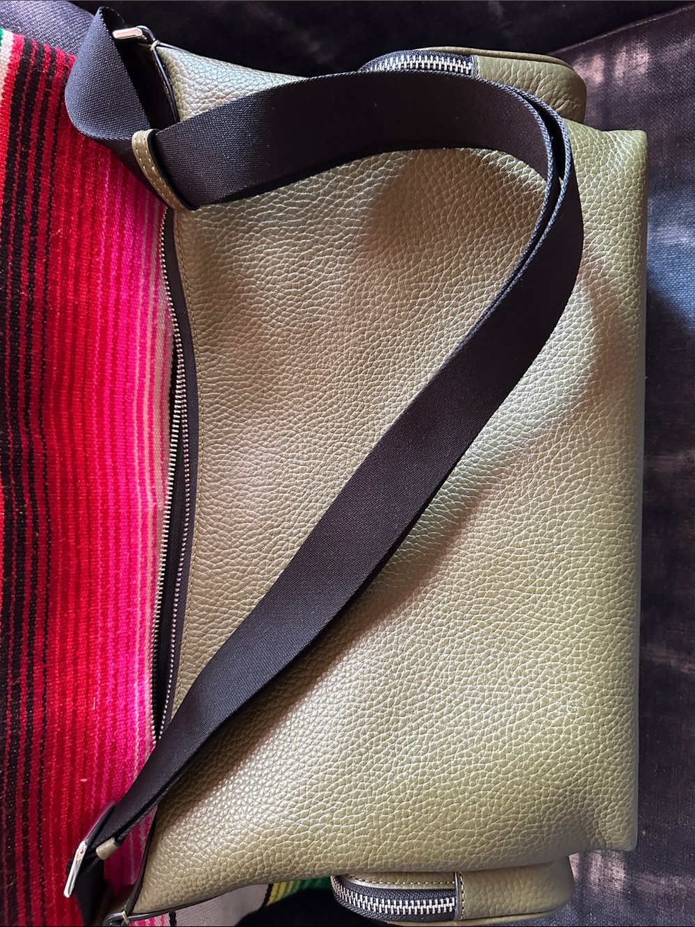 Coach Finn Olive Pebbled Leather Unisex Crossbody Bag with Pockets /FINAL PRICE - Picture 12 of 14